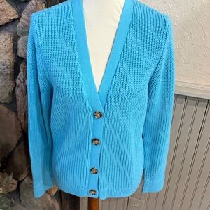 LOFT Vibrant Blue Button-Up Cardigan